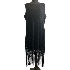 Savvy vintage black lace fringe dress